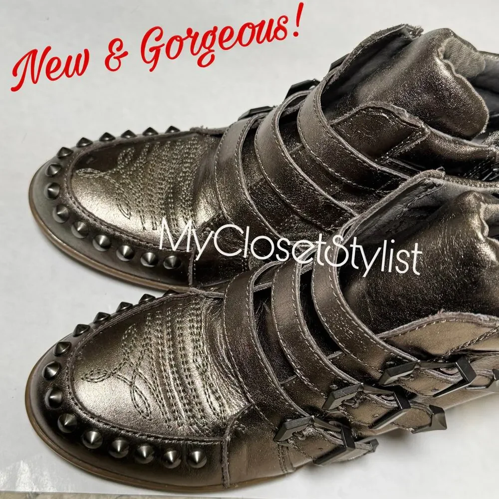NEW ASH Bowie RARE Studded Wedge Sneakers!! 8 Bronze Gold LIMITED EDITION!! - Picture 3 of 8